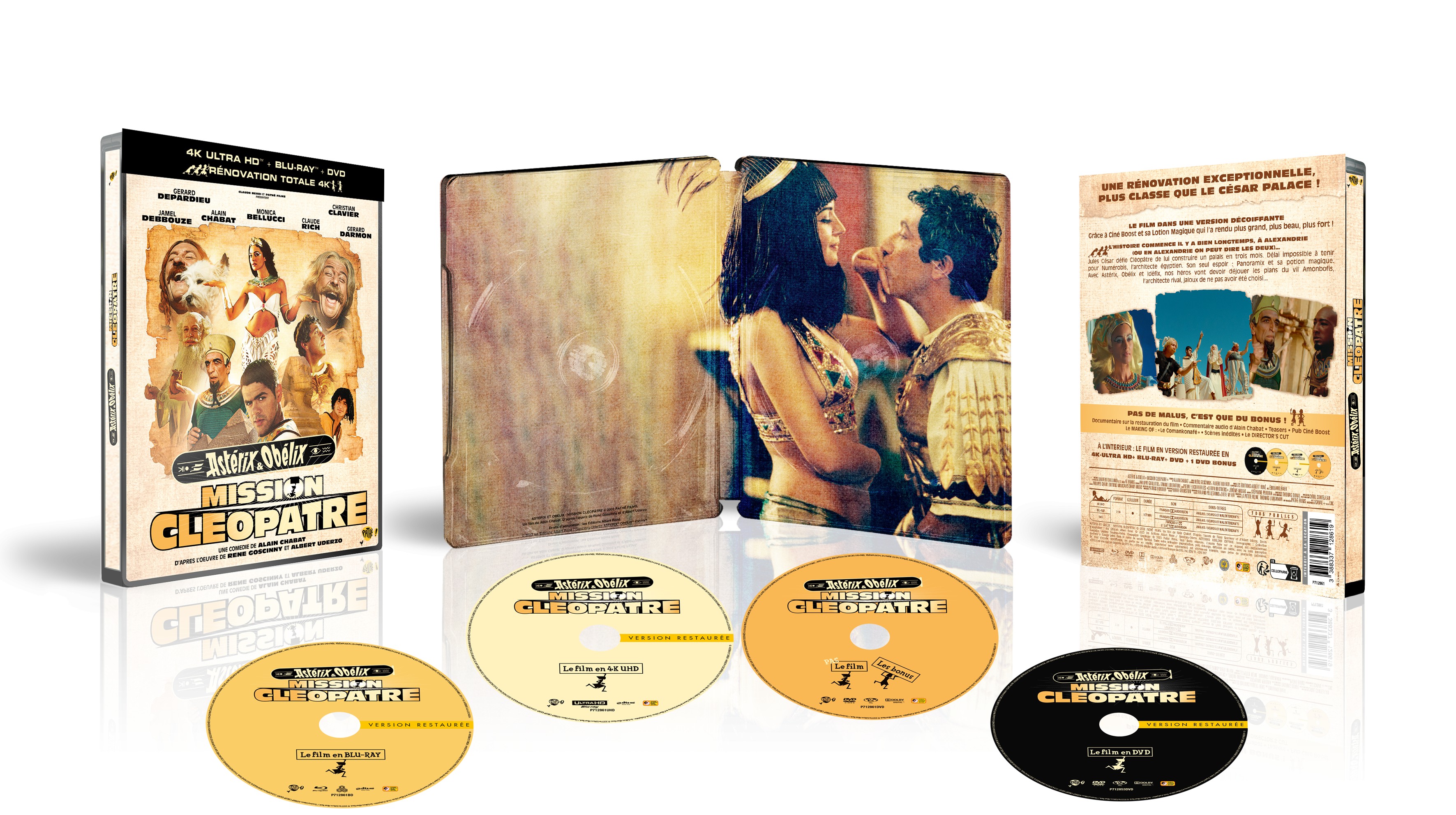 ASTÉRIX ET OBÉLIX : MISSION CLÉOPÂTRE - COMBO UHD 4K + BD + DVD + DVD BONUS - STEELBOOK - EDITION LIMITEE