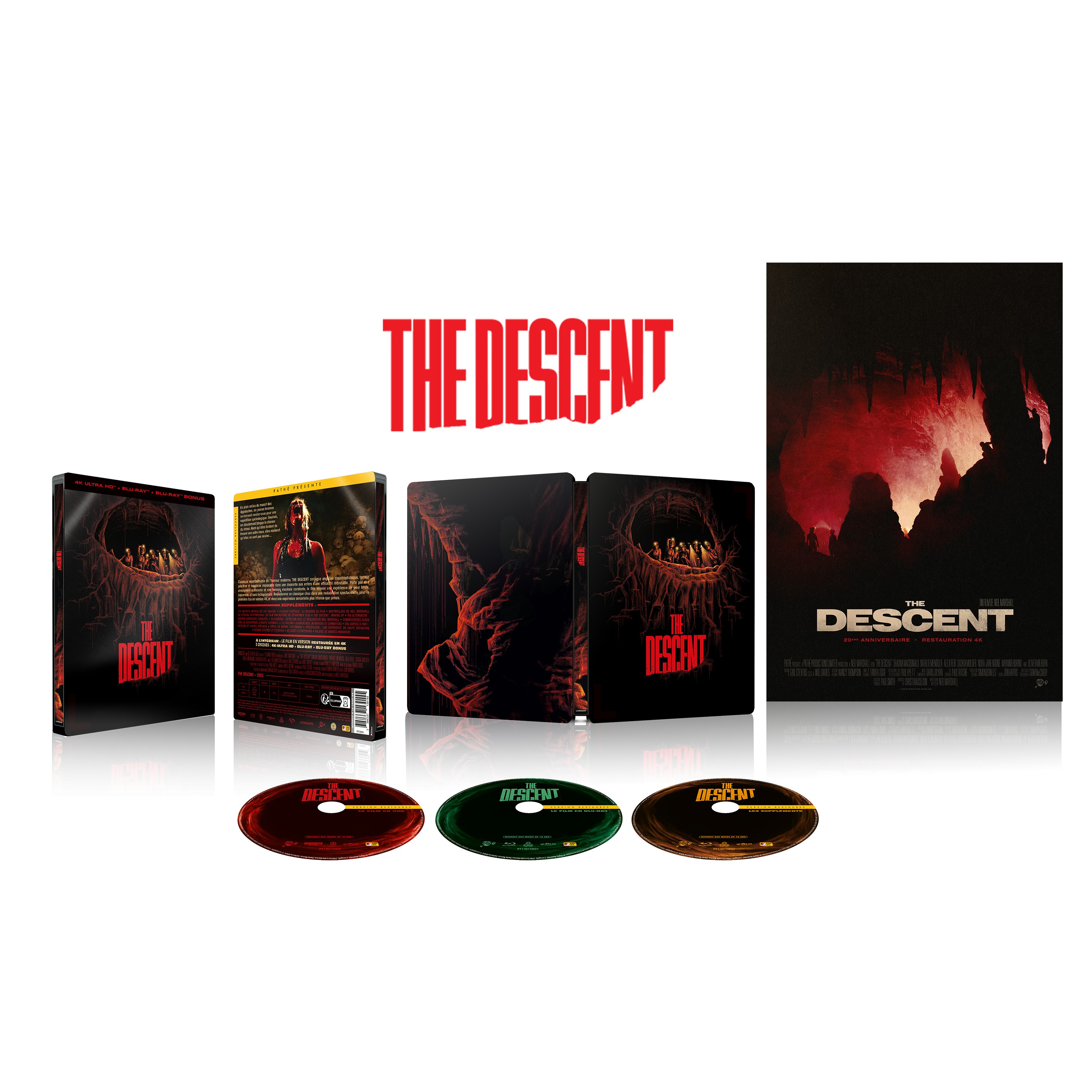 THE DESCENT (2005) - COMBO UHD 4K + BD + BD BONUS + AFFICHE - STEELBOOK - ÉDITION LIMITÉE